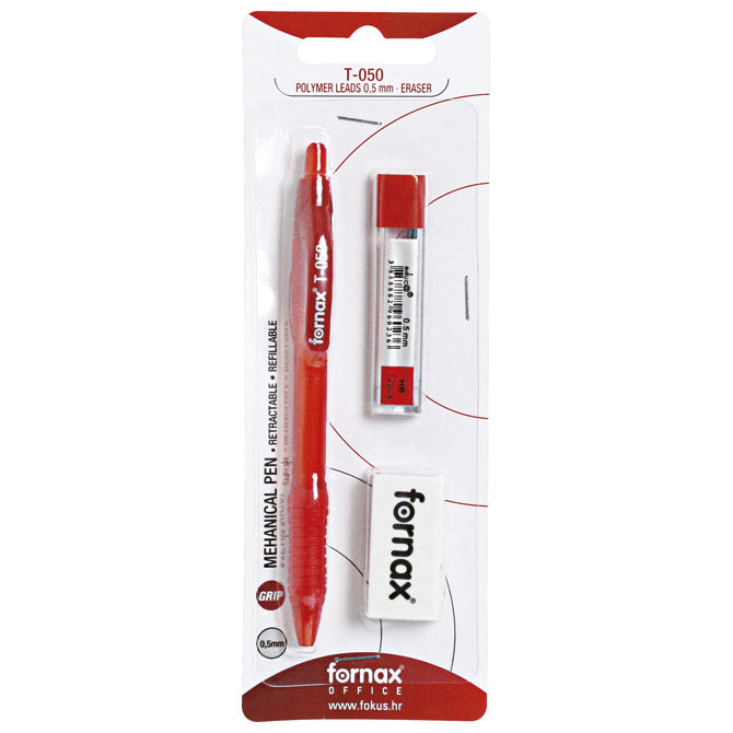 OLOVKA TEHNIČKA 0,5 MM GRIP T-050 PLUS MINE PLUS GUMICA FORNAX SORTIRANO BLISTER!!