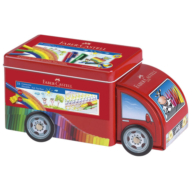 FLOMASTER ŠKOLSKI  33BOJE U METALNOJ KUTIJI CONNECTOR TRUCK FABER CASTELL 155533