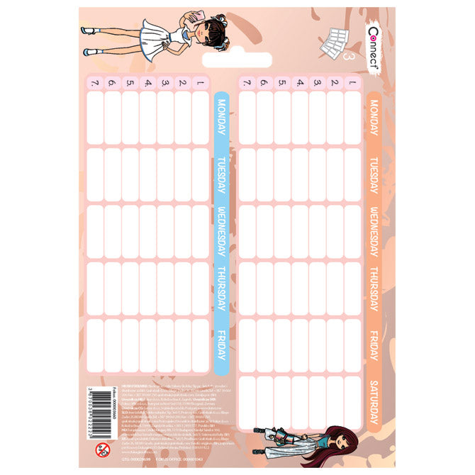 ETIKETE ŠKOLSKE 6/1X3 PLUS RASPORED SATI-DJEVOJČICE CONNECT BLISTER