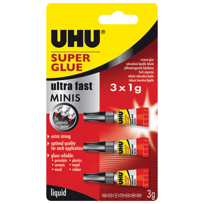 Lepilo trenutno 1g pk3 super glue minis (cianoakrilat) uhu 45415 blister