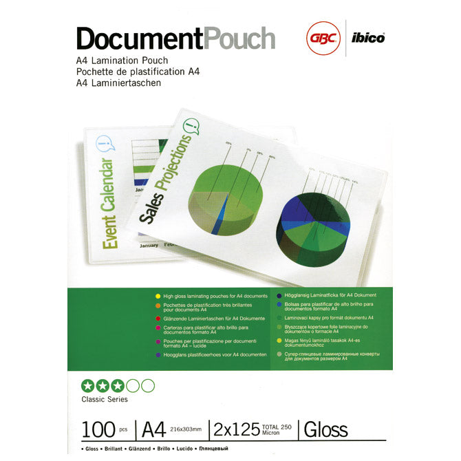 FOLIJA ZA PLASTIFICIRANJE 125MY A4 SJAJNA PK100 GBC 3200723