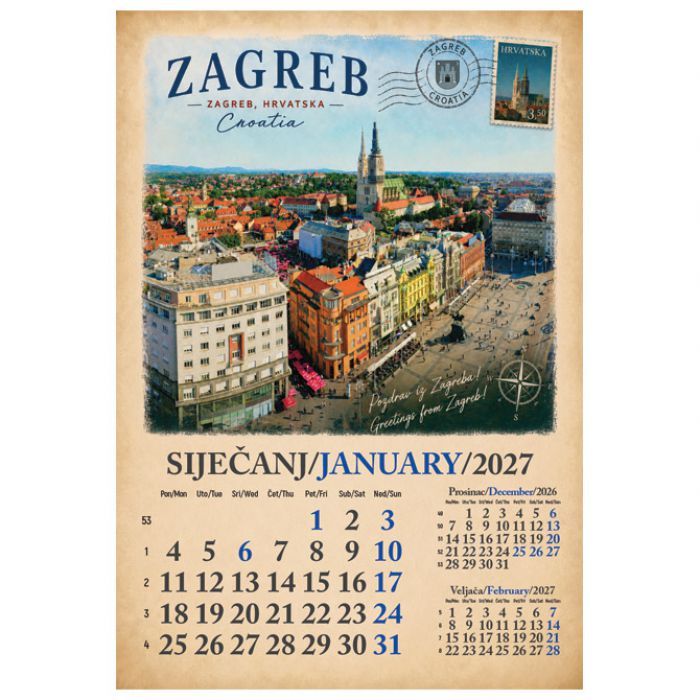 KALENDAR "RAZGLEDNICE HRVATSKE 2027" 13 LISTOVA SPIRALA