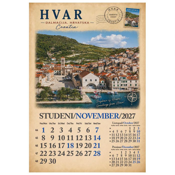 KALENDAR "RAZGLEDNICE HRVATSKE 2027" 13 LISTOVA SPIRALA