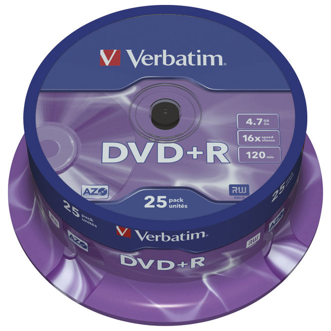 DVD PLUS R 4,7/120 16X VRETENASTE MAT SREBRNE PK25 VERBATIM 43500