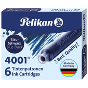 Črnilo za nalivno pero kartuše pk6 4001 pelikan 301184 modro/črna