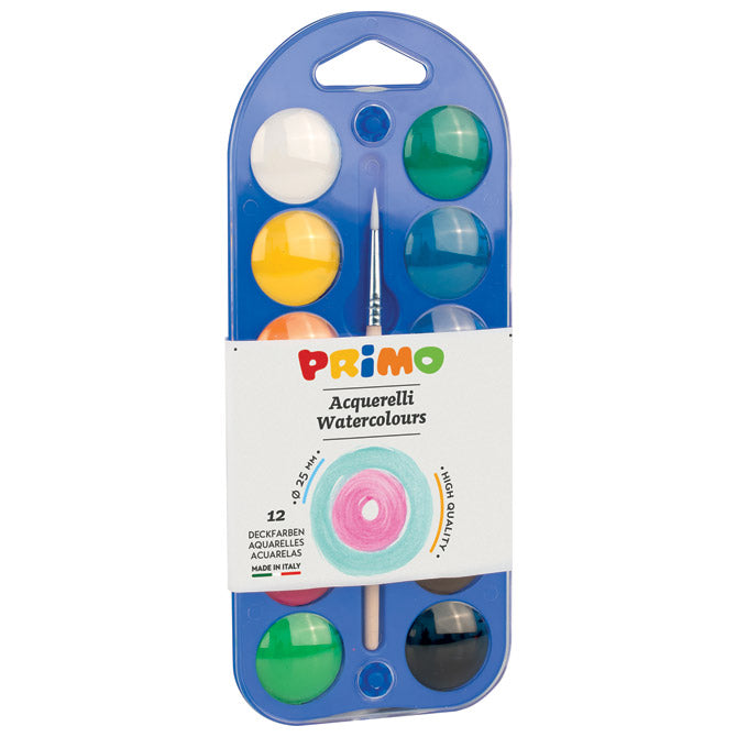 Akvarel premer 25 mm 12 barv plus čopič cmp.110a12b blister