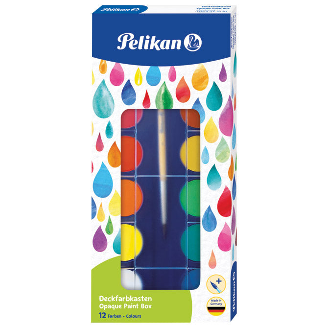 Vodene barve fi 30mm 12 barv plus čopič pelikan 721324