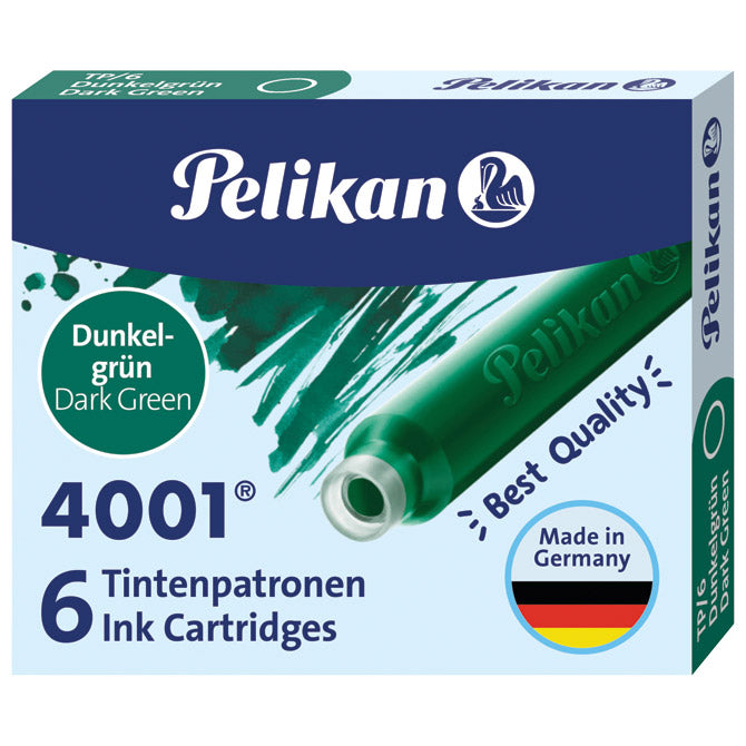 Tinta za nalivpero patrone pk6 4001 pelikan 300087 tamno zelena