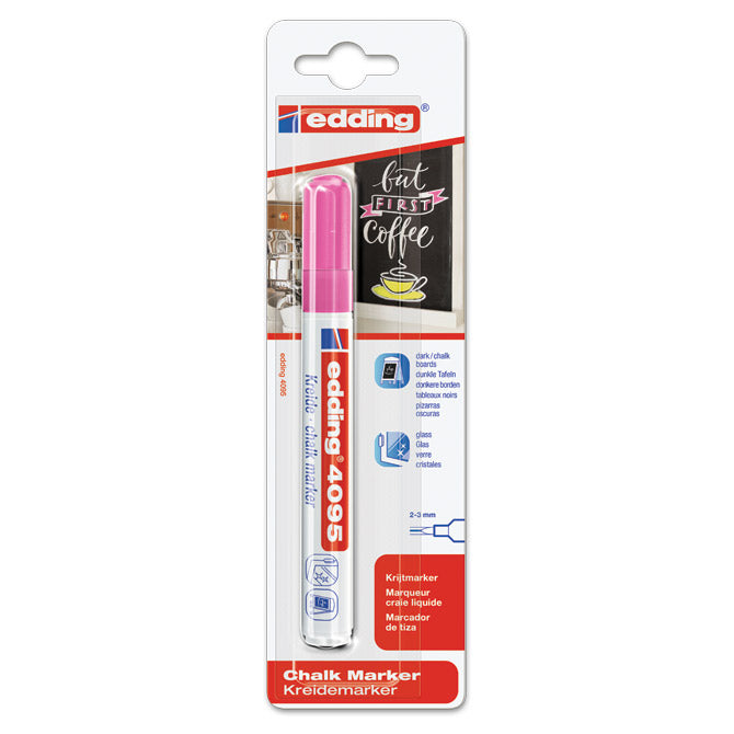 Marker-kreda za staklo 2-3mm edding 4095/1 neon rozi blister