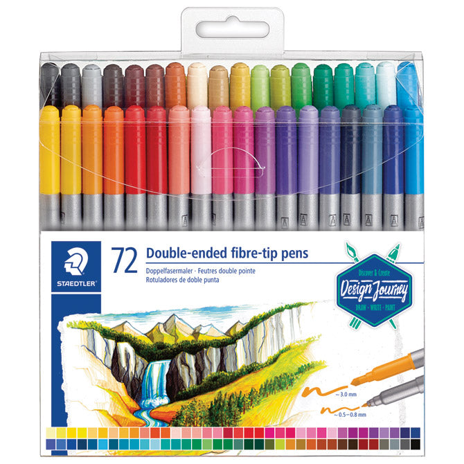 Flomaster 72boje obostrani s 2 vrha design journey staedtler 3200 tb72 blister