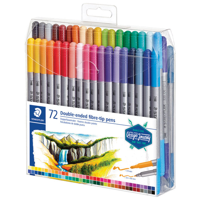 Flomaster 72boje obostrani s 2 vrha design journey staedtler 3200 tb72 blister