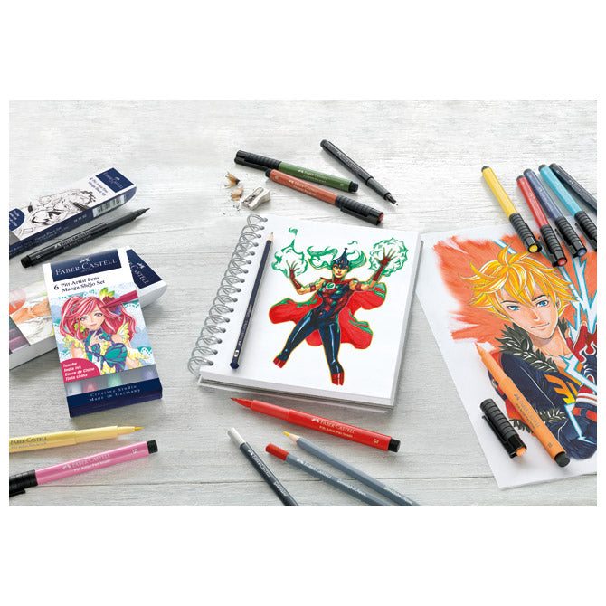 FLOMASTER PITT ARTIST  6BOJA MANGA SHOJO FABER CASTELL 167155 BLISTER