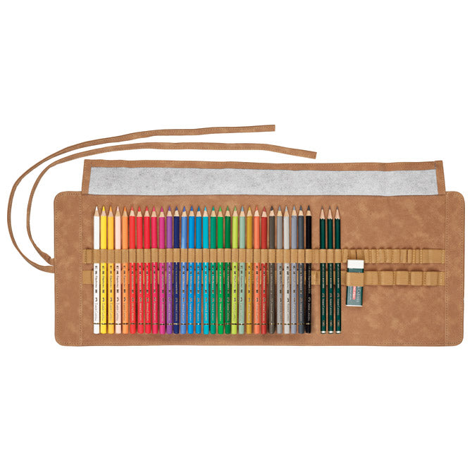 Boje drvene  30boja plus pribor u rolo etui polychromos faber castell 110030