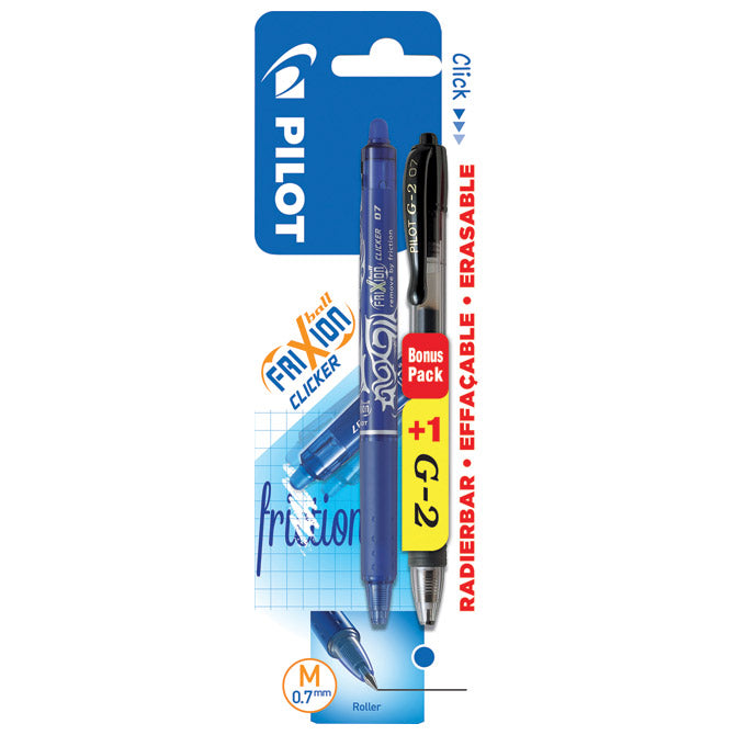 ROLER GEL 0,7 MM FRIXION BALL CLICKER PIŠI-BRIŠI PLUS ROLER G2 CRNI GRATIS PILOT PLAVI BLISTER!