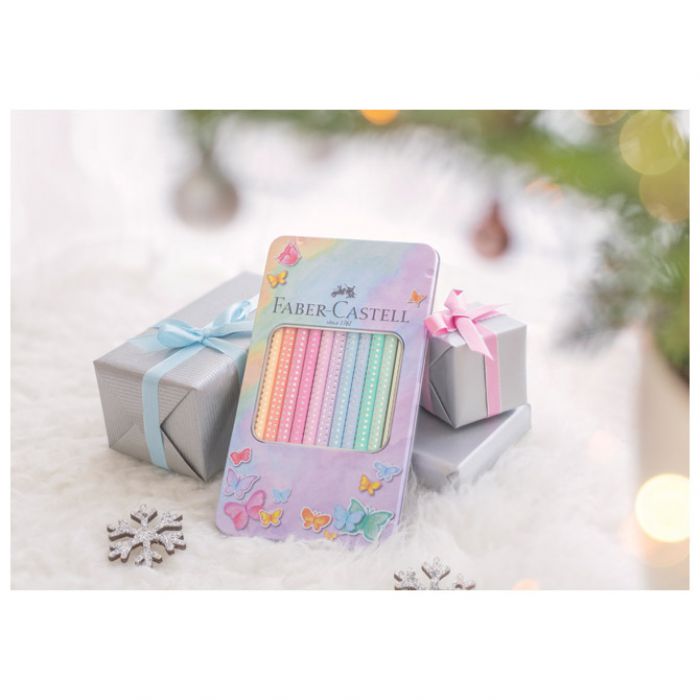 BOJE DRVENE  12BOJA METALNA KUTIJA SPARKLE PASTEL FABER-CASTELL 201910