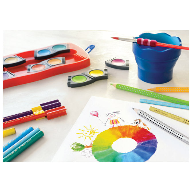 Boja vodena fi 24mm 12boja plus bijela tempera connector faber castell 125030 crvena kutija