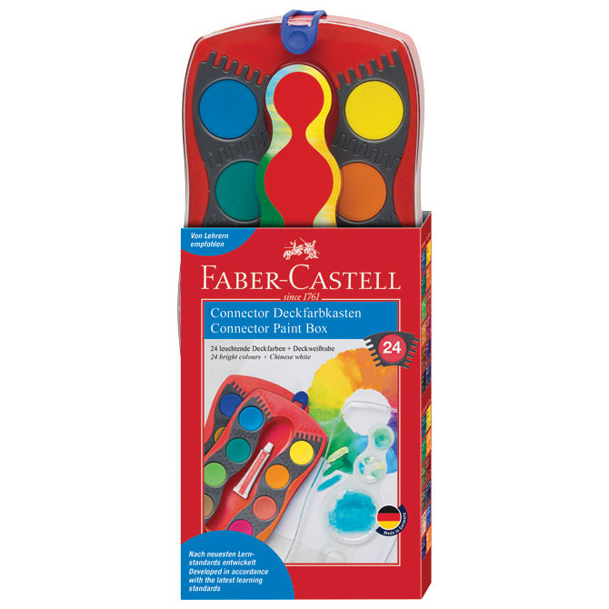 Vodene barve fi 24mm 24 barv plus bela tempera connector faber castell 125031