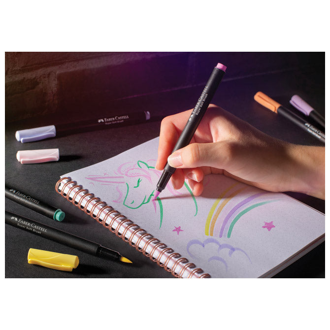 FLOMASTER BRUSHPEN  6BOJA BLACK EDITION FABER CASTELL 116453 PASTEL BLISTER