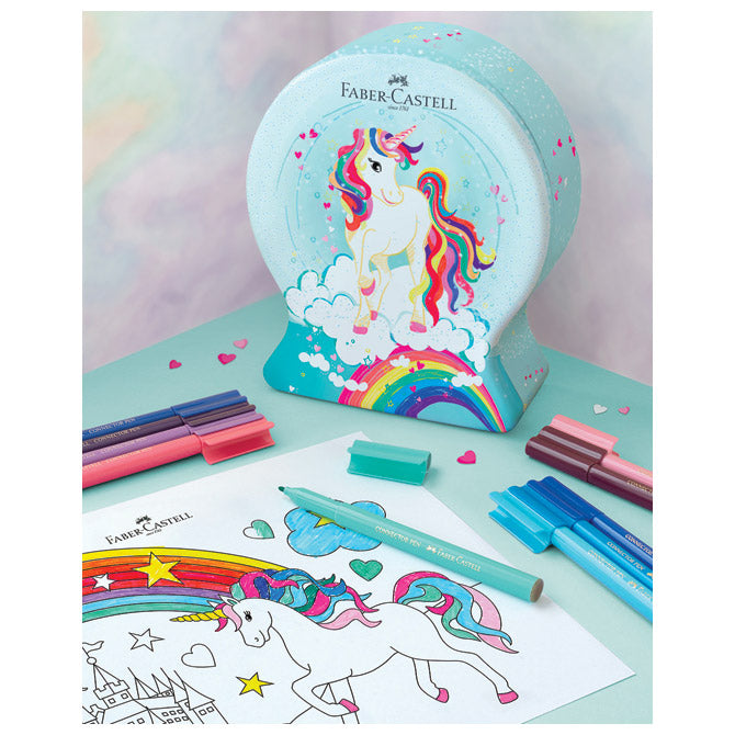 FLOMASTER ŠKOLSKI  33BOJE U METALNOJ KUTIJI CONNECTOR UNICORN FABER CASTELL 155544