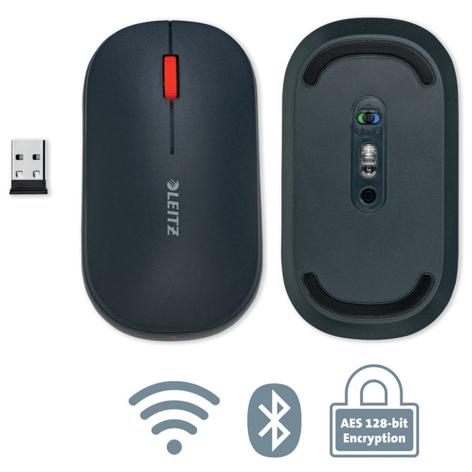 MIŠ USB 3TIPKE OPTIČKI BEŽIČNI COSY LEITZ 65310089 TAMNO SIVI