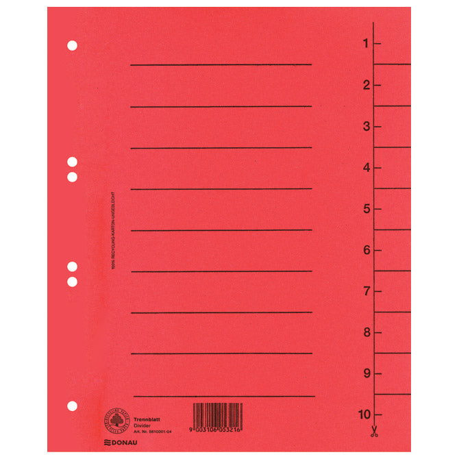 PREGRADA KARTONSKA A4 250G PK100 DONAU 8610001-04 CRVENA