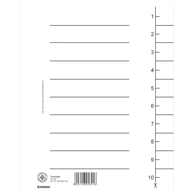 PREGRADA KARTONSKA A4 250G PK100 DONAU 8610001-09 BIJELA