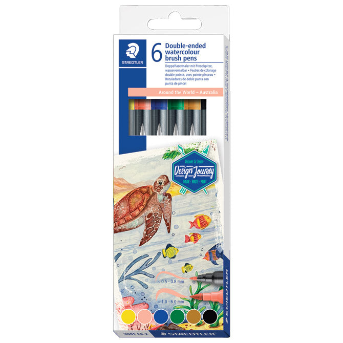 FLOMASTER 6BOJA OBOSTRANI AKVAREL "AUSTRALIA" DESIGN JOURNEY STAEDTLER 3001 C6-2 BLISTER