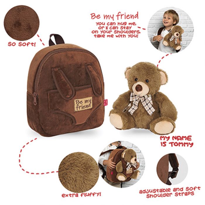 RUKSAK MINI S ODVOJIVIM PLIŠANCEM TOMMY BEAR PERLETTI 13041