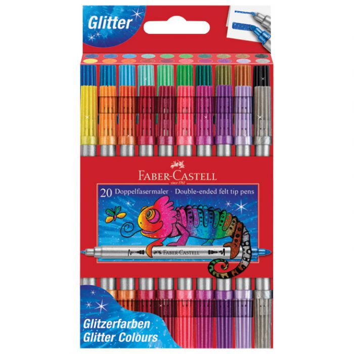 FLOMASTER ŠKOLSKI  20BOJA OBOSTRANI GLITTER FABER CASTELL 151108 BLISTER