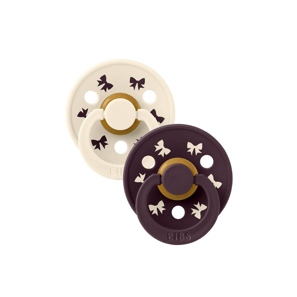 BIBS Colour dude (okrugle) - Holiday Bow (vel.1) Ivory Plum