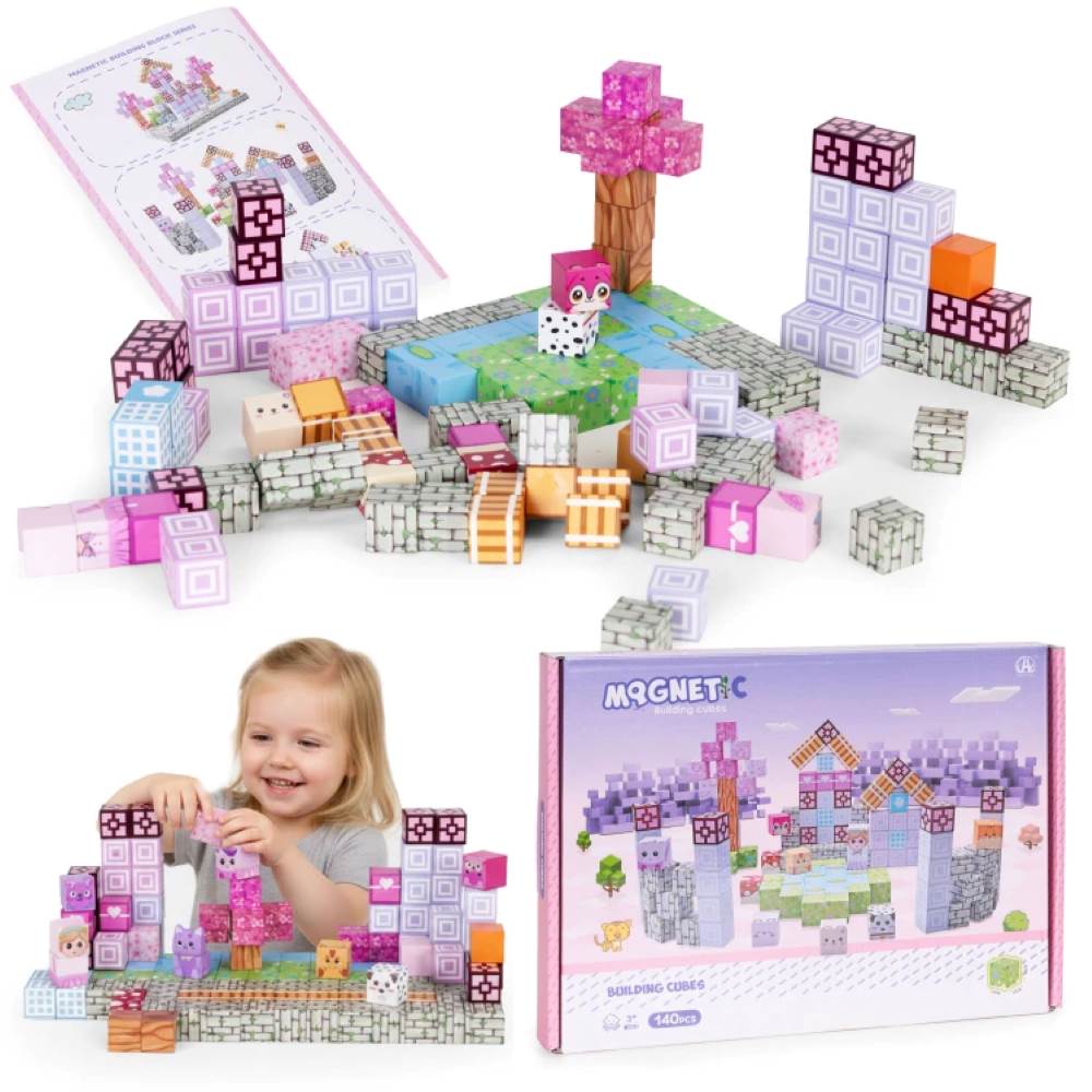 Magnetni set građevinske kocke Ljubimci - 140 dijelova