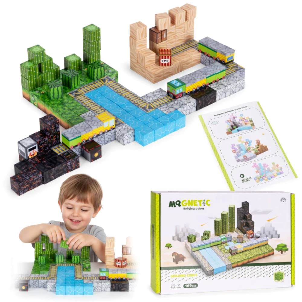 Magnetni set građevinske kocke Vlak - 169 dijelova