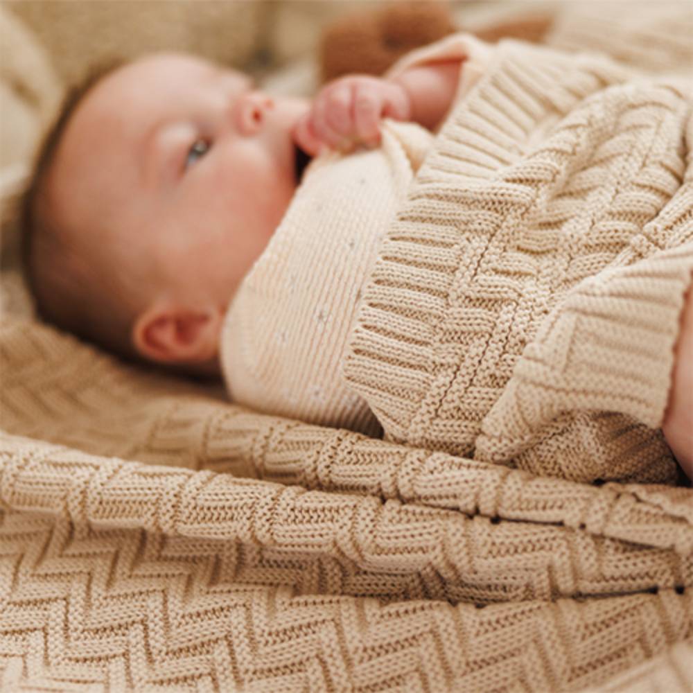 BabyOno Pletena pamučna dekica 75x100 cm - Bež