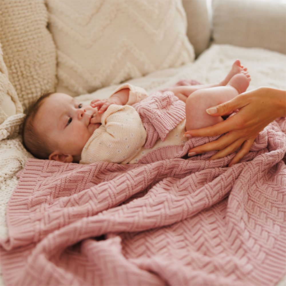 BabyOno Pletena pamučna dekica 75x100 cm - Roza