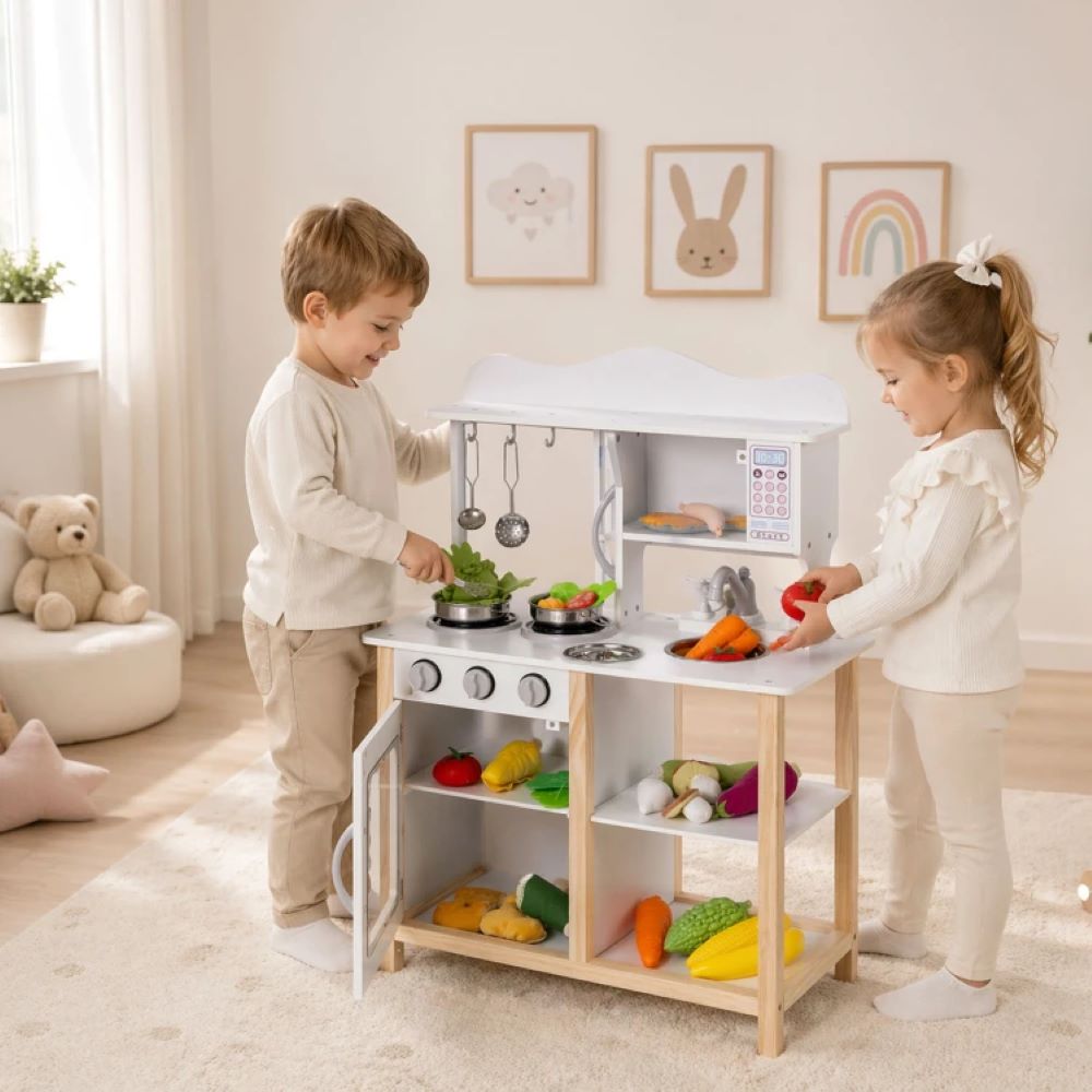 Drvena dječja kuhinja s dodacima Ecotoys