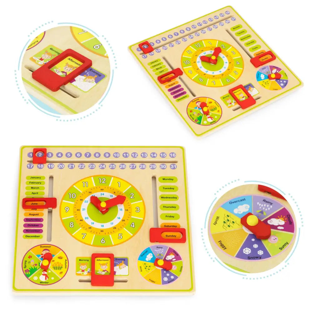 Ecotoys Drvena edukativna ploča kalendar na engleskom jeziku