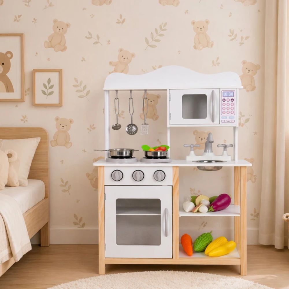 Drvena dječja kuhinja s dodacima Ecotoys