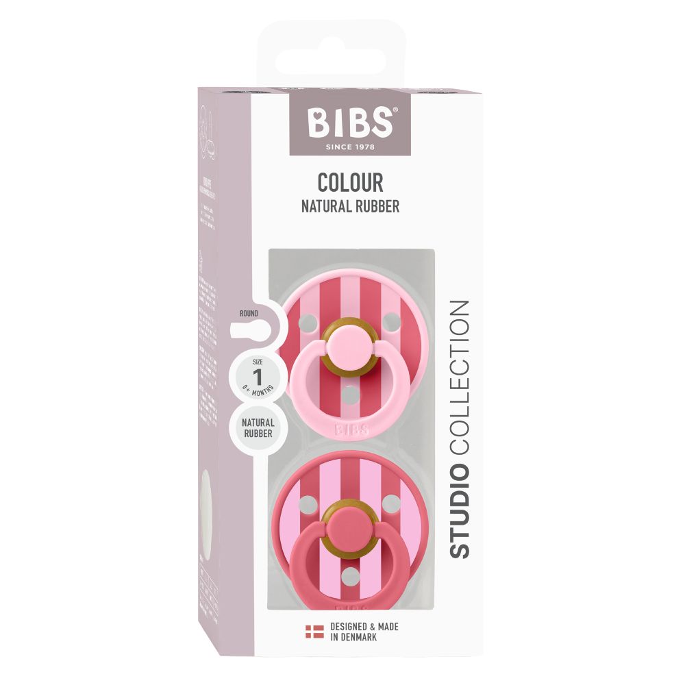 BIBS Studio Colour dude (okrugle) Block - Baby Pink Coral mix (vel.1)