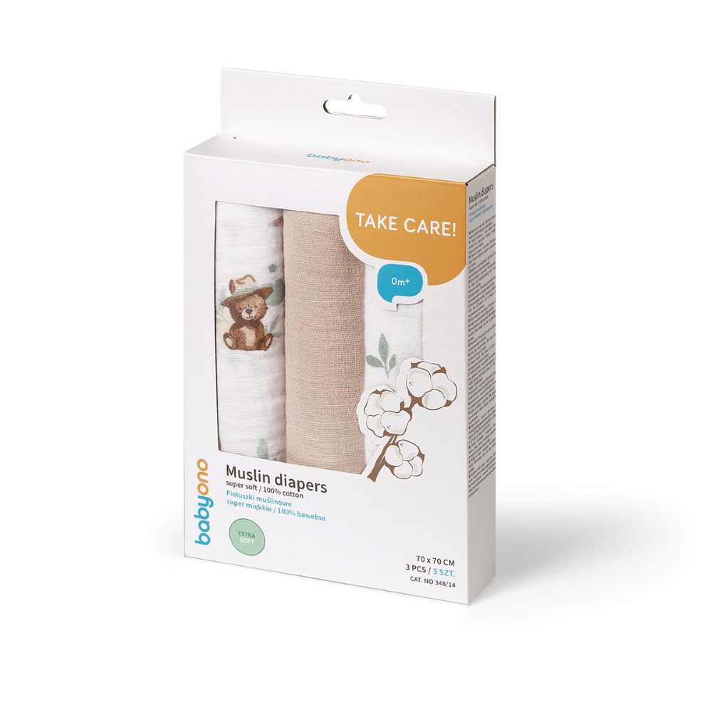 BabyOno Tetra pelene Muslin Medo, bež