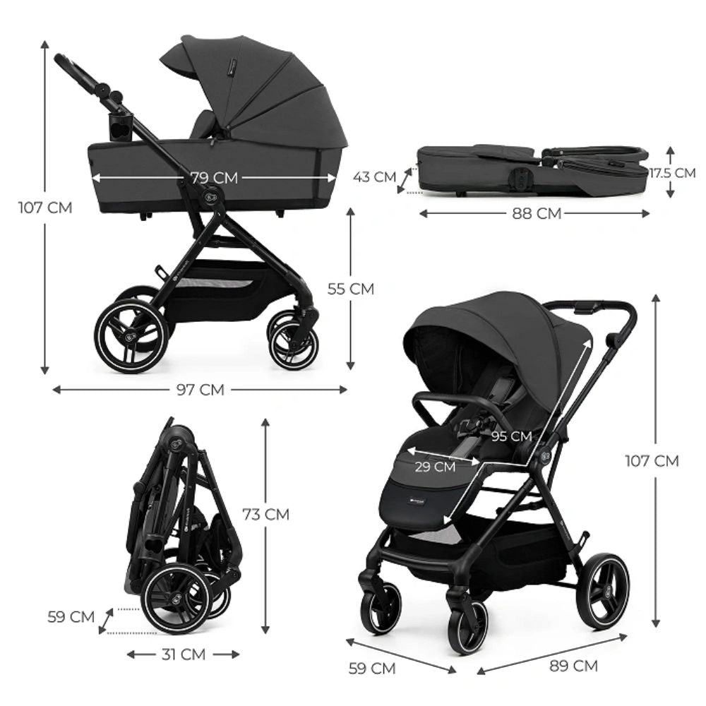 Kinderkraft dječja kolica Yoxi MINK PRO 3u1, Moonlight Grey