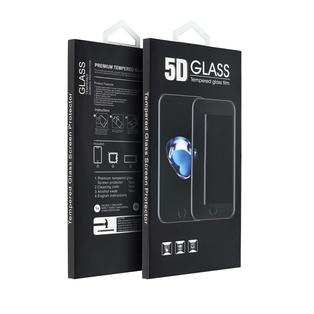 5D kaljeno staklo s punim ljepilom - za Motorola Edge 60 Neo crno