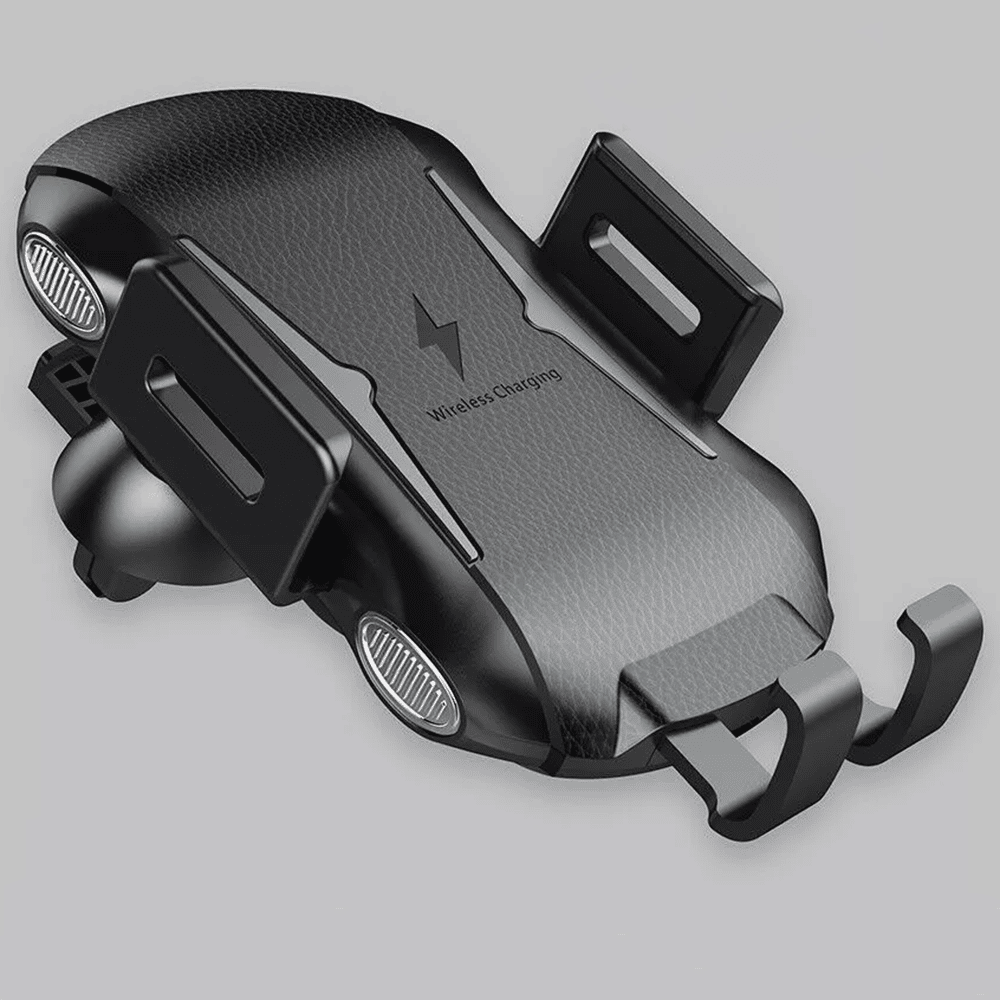Techsuit vrhunski držač za automobil (CAPD032) s bežičnim punjenjem 10 W za nadzornu ploču / vjetrobransko staklo / ventilacijski otvor - crno