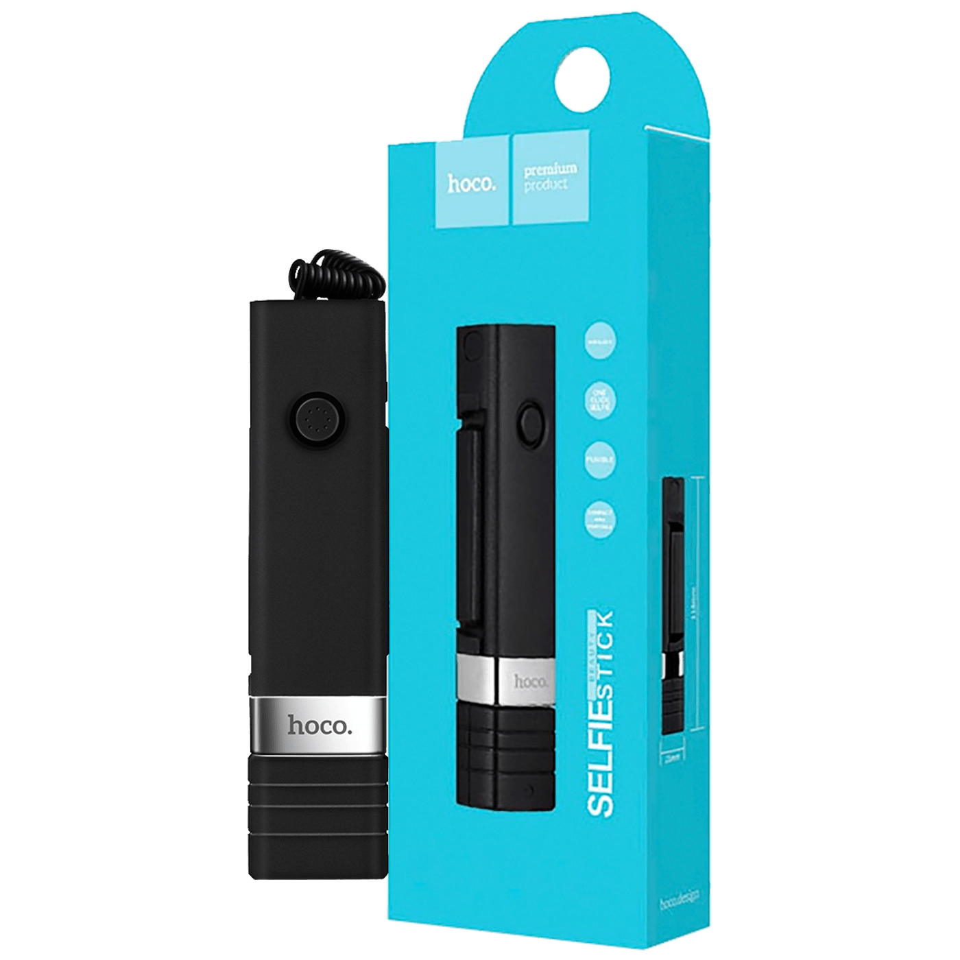 hoco. Selfie stick za smartphone, žični - K3 Beauty Selfie Stick, black