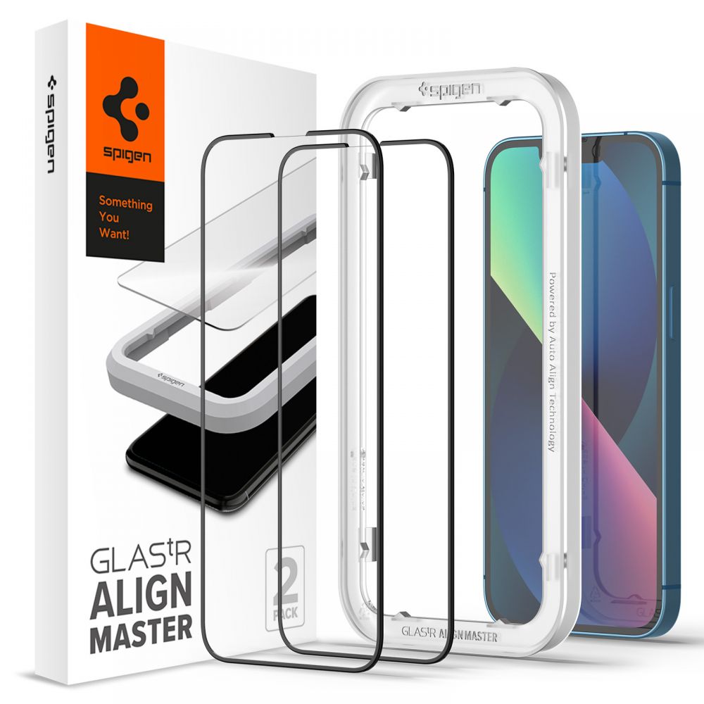SPIGEN ALM GLASS FC KALJENO STAKLO 2-KOM PAKET ZA iPHONE 13 PRO MAX/ iPHONE 14 PLUS -CRNO