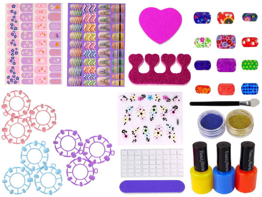 Nail Painting Set Nail Lacquers Stickers Patterns Glitters
