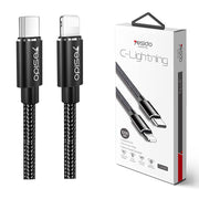 Yesido - Podatkovni kabel (CA-56) - Type-C na Lightning, 18W, 2.4A, 1.2m - crni