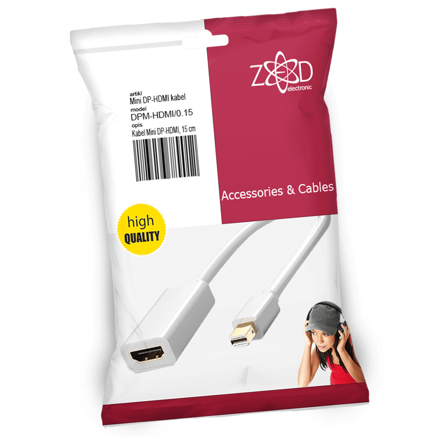 ZED electronic Kabel Display Port Mini na HDMI, dužina 0.15 m - DPM-HDMI/0.15