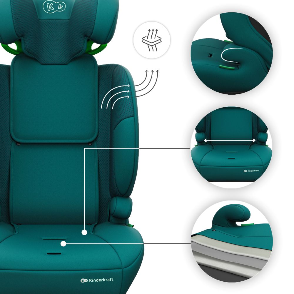 Kinderkraft autosjedalica Comfort Up 2 plus i-Size 9-36 kg (76-150 cm) bez Isofix-a, Green