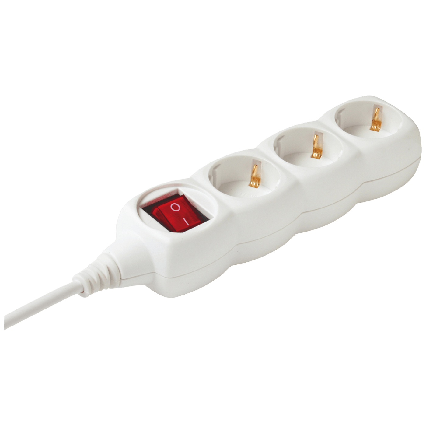 home Produžni kabel,3 utičnice, prekidač, 1.0mm², 1,5 met, bijeli - NV 3K/WH