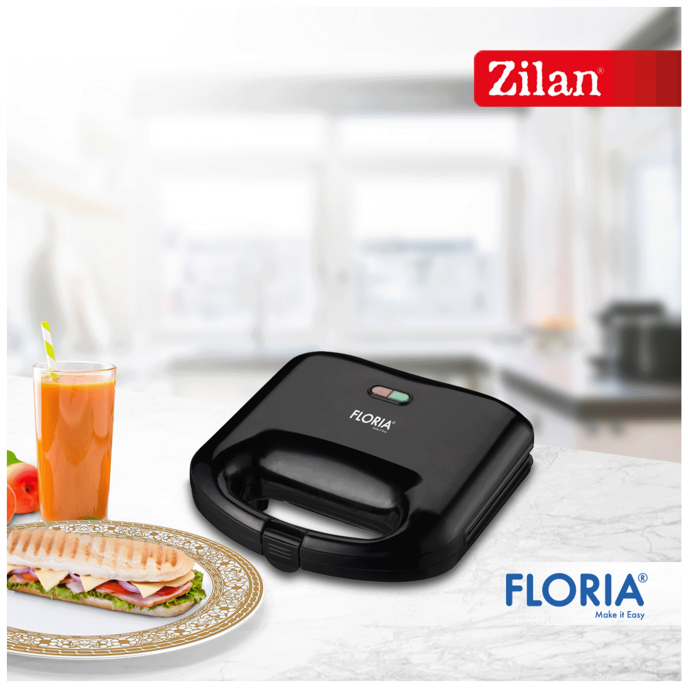 Floria Sendvič Toster, LED indikator, 750 W - ZLN4304